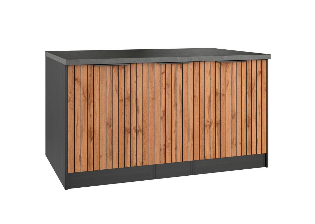 Kücheninsel Liverpool Graphit/ Eiche Dekor B: 153 cm - Schieferfarben/Eiche Wotan, Basics, Holzwerkstoff (153/86/101cm) - Held