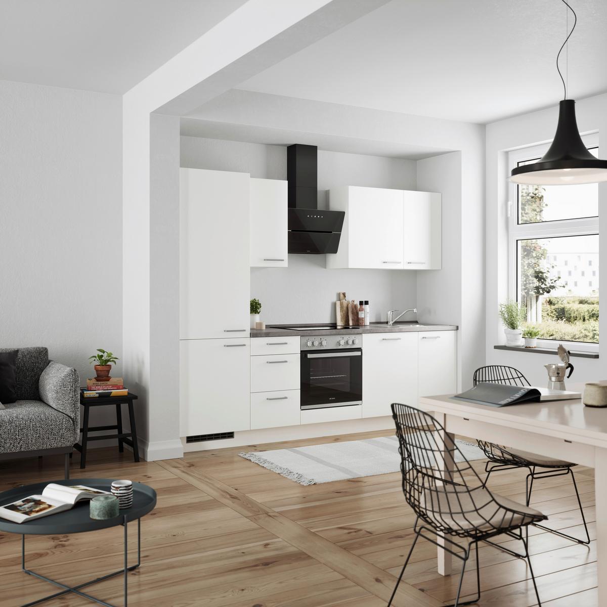 KÜCHENLEERBLOCK TOUCH HIGH - LINE, H6 LINKS - Weiß/Grau, MODERN, Holzwerkstoff (270cm) - Nobilia