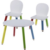 Kindertisch B: 60 cm Weiss - Blau/Gelb, Basics, Holzwerkstoff (60/43/60cm)