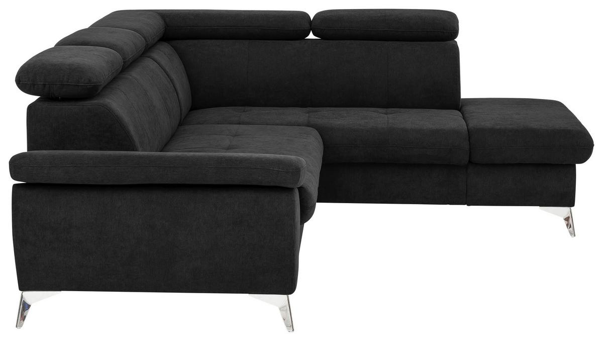 Ecksofa mit Schlaffunktion und Bettkasten Gisele Schwarz - Chromfarben/Schwarz, KONVENTIONELL, Textil (256/209cm) - Livetastic