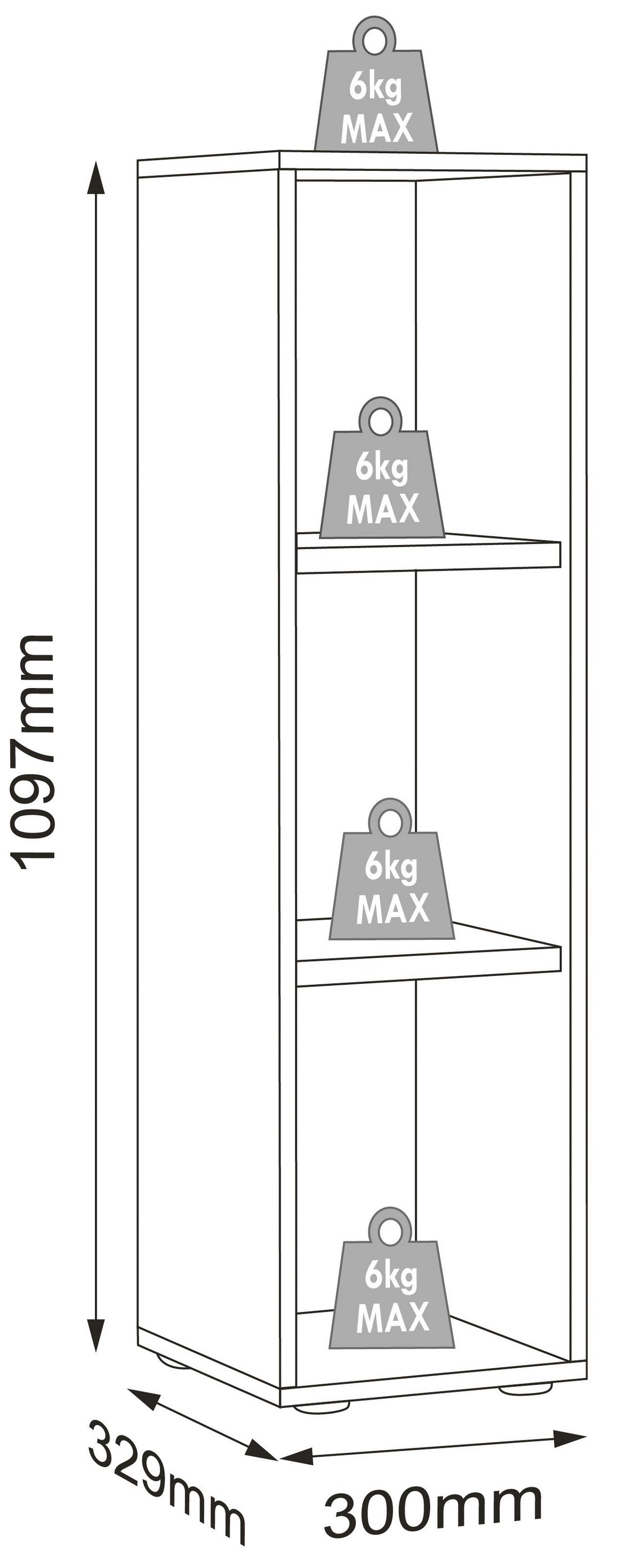 Regal Salia Anthrazit, Honigeiche B: 30 cm - Honigeiche/Anthrazit, Design, Holzwerkstoff (30/110/33cm) - MID.YOU