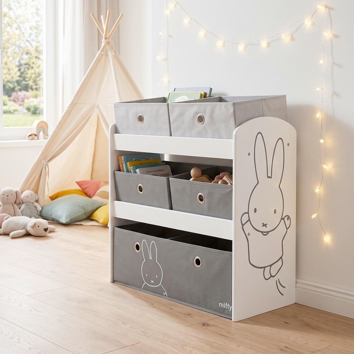 KINDERREGAL 450159D210 MIFFY - Weiß/Grau, Basics, Holzwerkstoff/Textil (63,5/67/29,5cm) - Roba