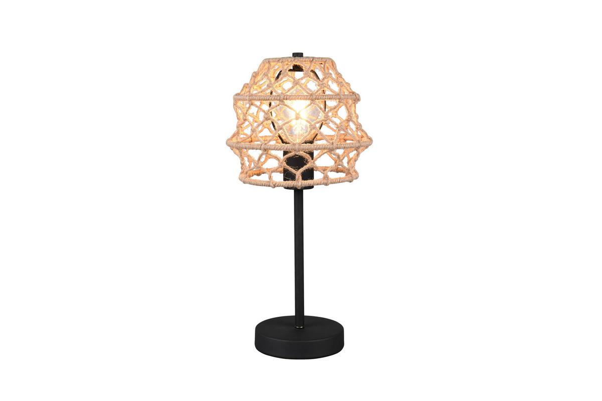 Tischleuchte Hive Naturfarben Schwarz D: 20 cm - Schwarz/Naturfarben, Natur, Textil/Metall (20/42cm)