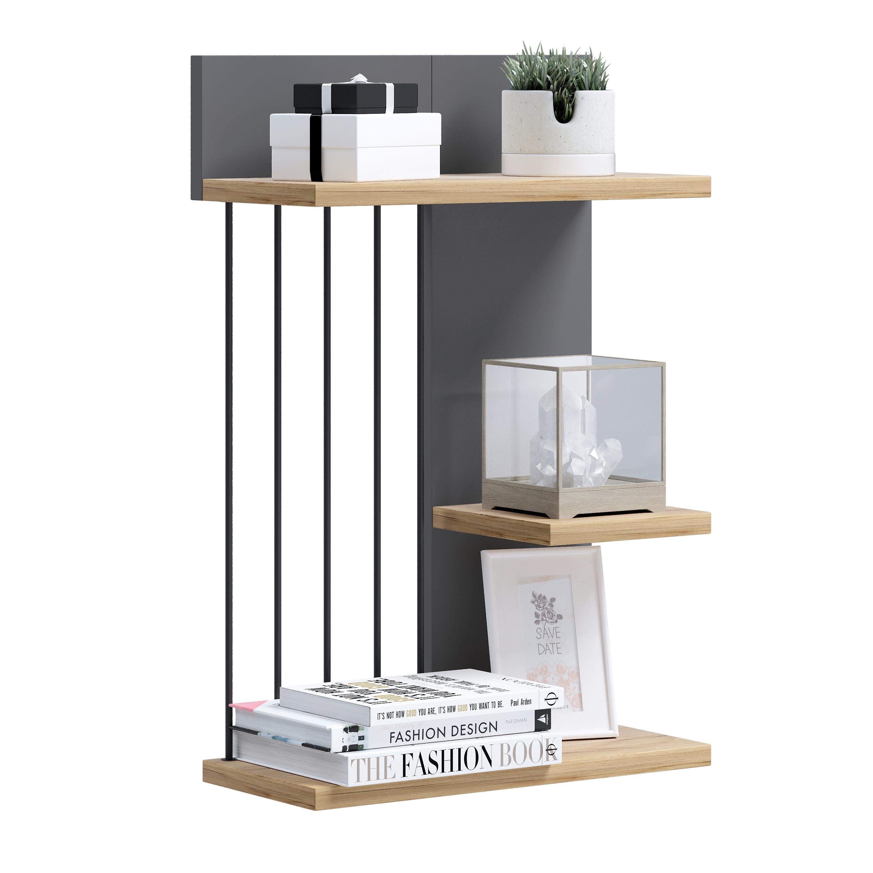 Wandboard Dolira Anthrazit/Eichefarben B: 40 cm - Eichefarben/Anthrazit, Design, Holzwerkstoff (40/60/19cm) - Livetastic