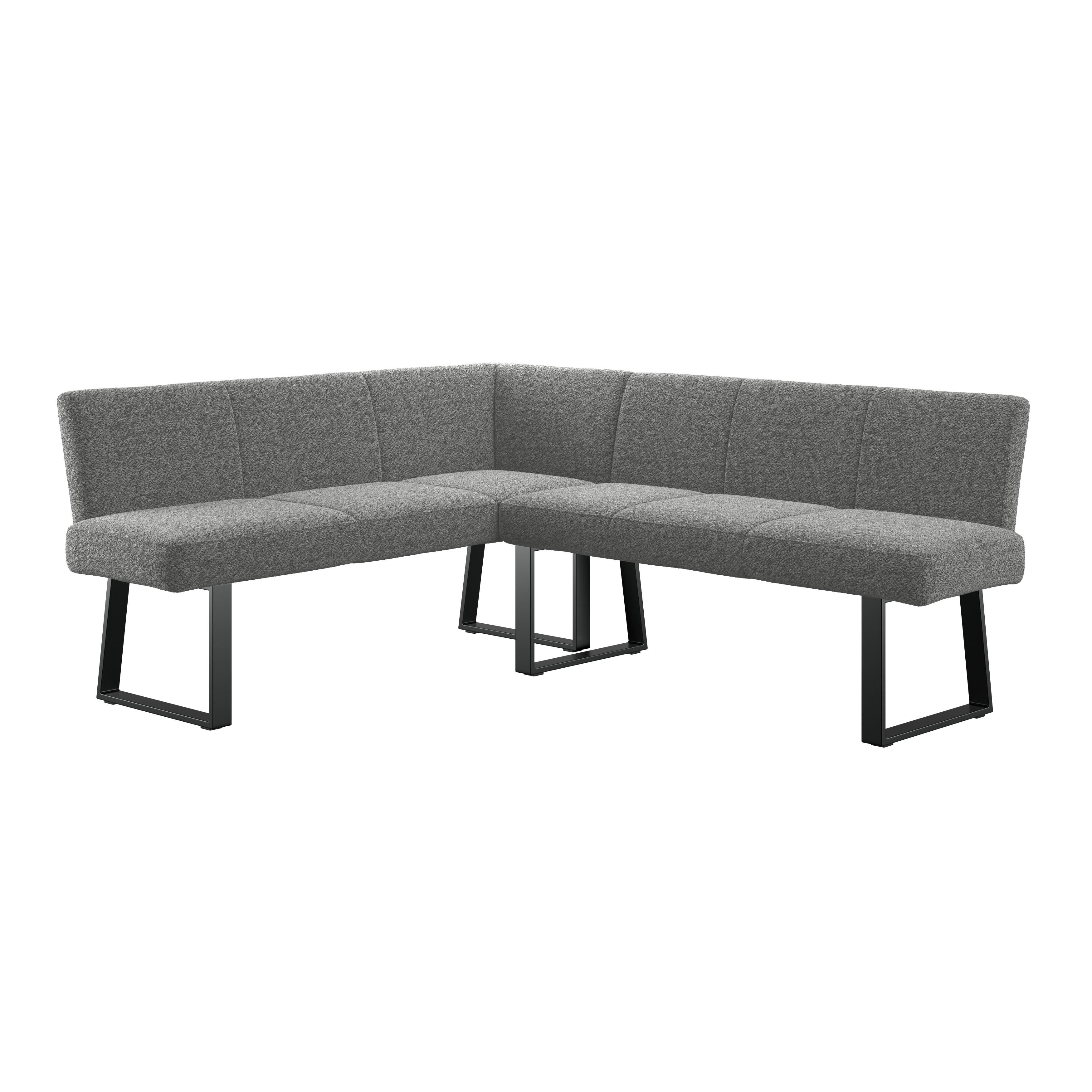 Eckbank Grau Eisen/Polyester Leinenoptik Terri162x202 cm - Schwarz/Grau, MODERN, Textil/Metall (162/202cm) - MID.YOU