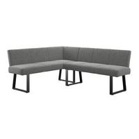 Eckbank Grau Eisen/Polyester Leinenoptik Terri162x202 cm - Schwarz/Grau, MODERN, Textil/Metall (162/202cm) - MID.YOU