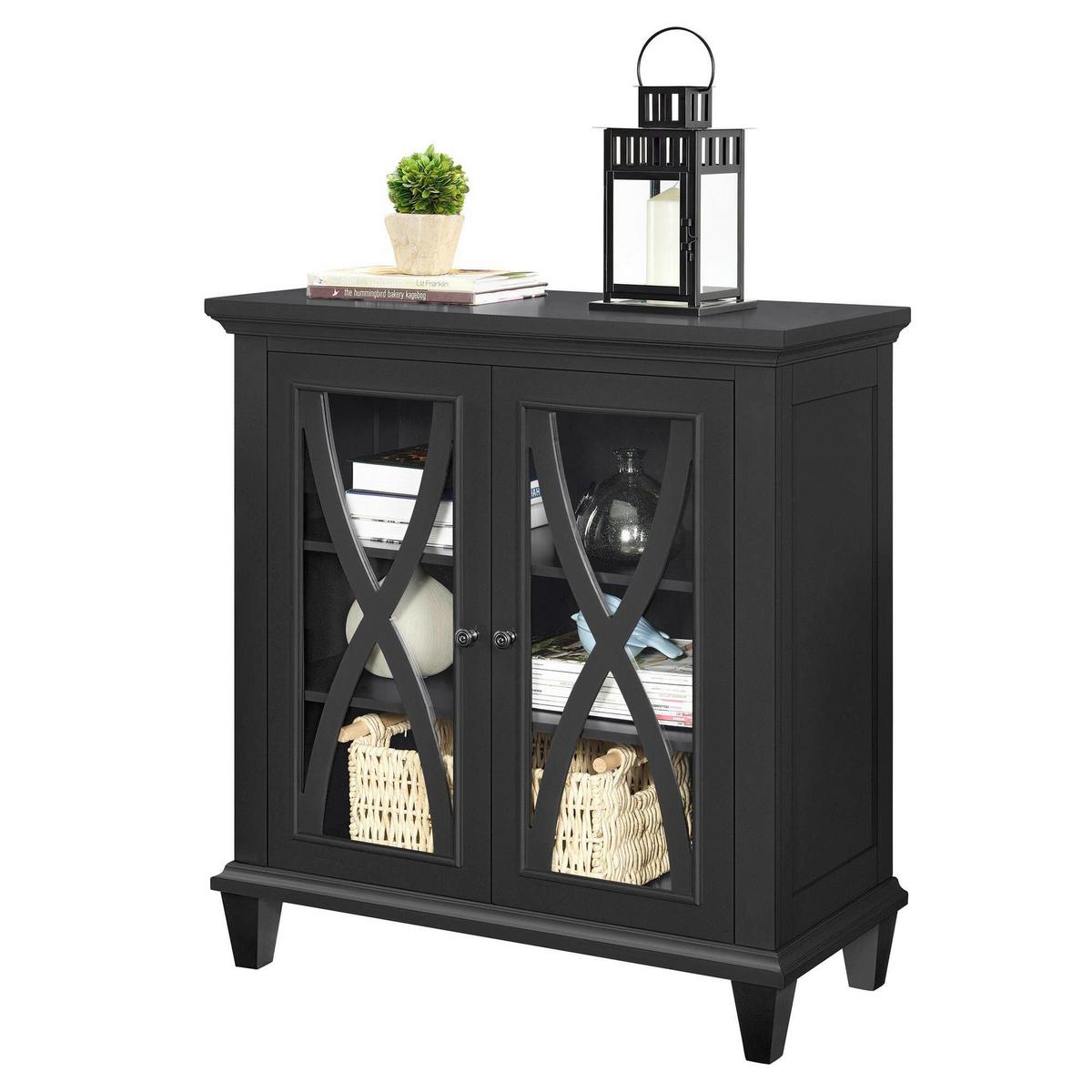 Kommode Ellington Schwarz B: 79cm - Schwarz, Design, Glas/Holzwerkstoff (79/85/37cm) - MID.YOU