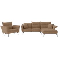 Sitzgarnitur Jakarta - Hellbraun/Edelstahlfarben, Design, Textil (265/185cm) - Livetastic