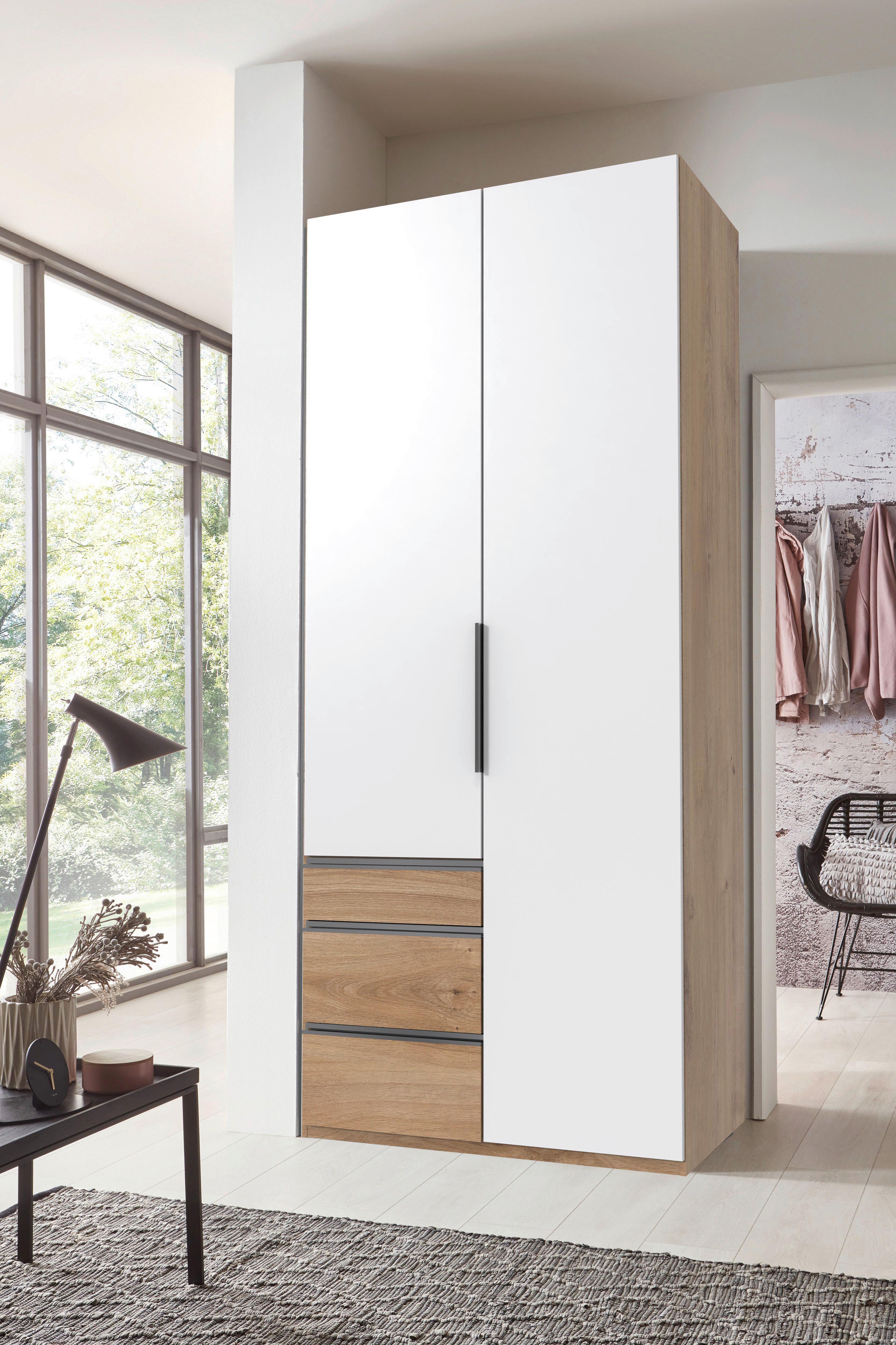 Drehtürenschrank Level 36 A Weiß/plankeneiche, B: 100cm - Plankeneiche/Weiß, MODERN, Holzwerkstoff (100/236/58cm) - MID.YOU