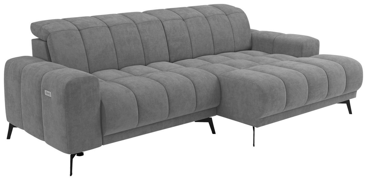 Rohová sedačka LAYA, pravá, šedá tkanina MEMPHIS - šedá, Moderní, textil (250/155cm) - Premium Living