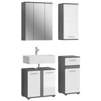 Kúpeľňa Blake, 4-dielna, biela, šedá - čierna/biela s vysokým leskom, Modern, kompozitné drevo/plast (110cm) - MID.YOU