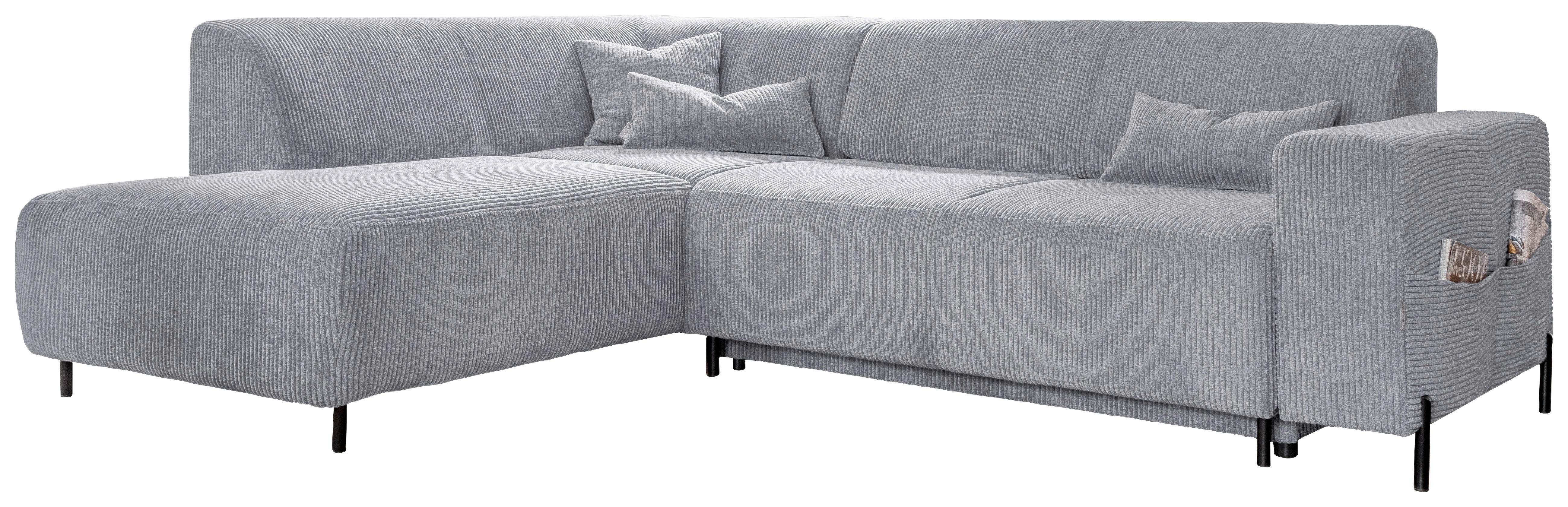 Rohová sedačka CÉLINE, levá, světle šedý manšestr - černá/světle šedá, kov/textil (192/250cm) - MID.YOU