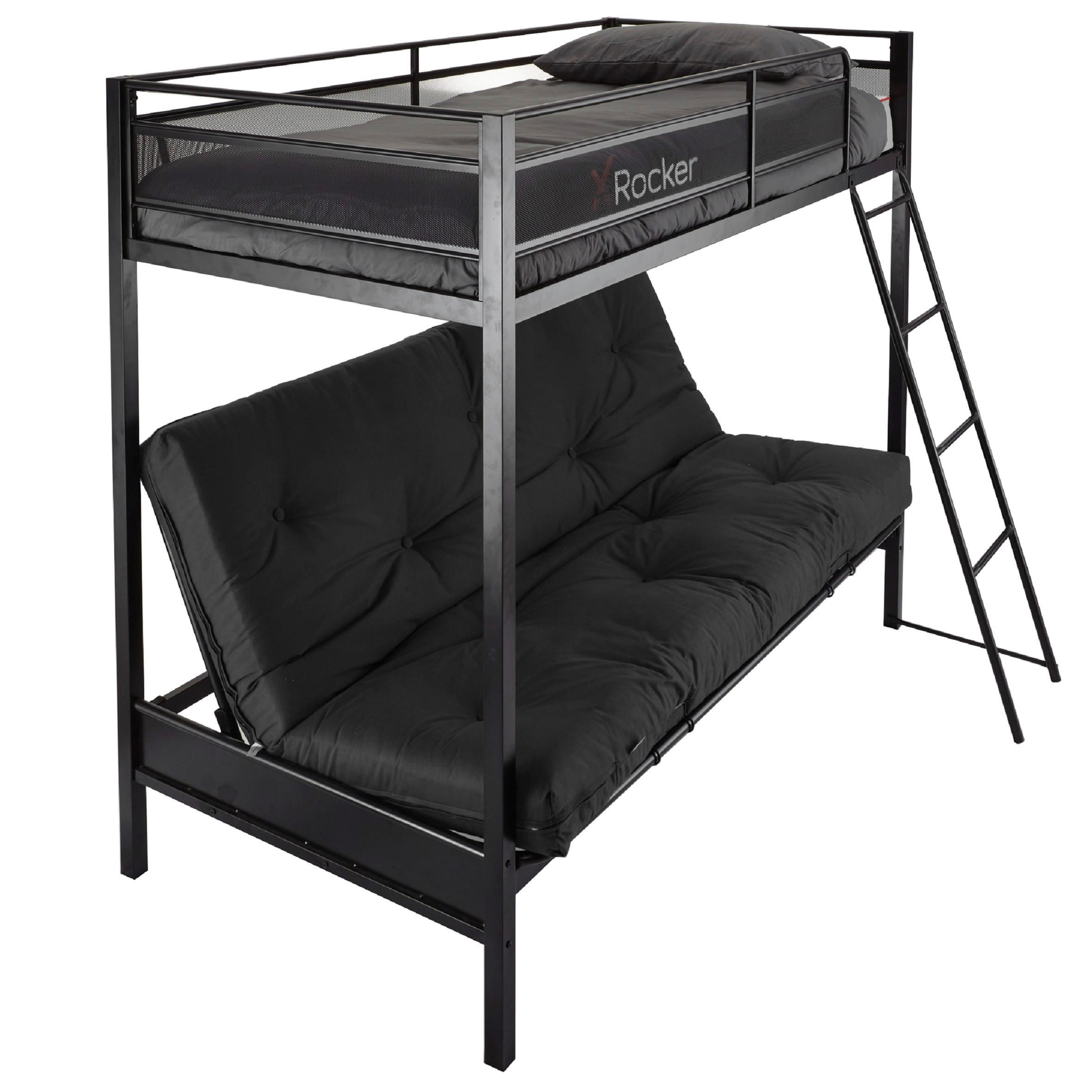Etagenbett Stronghold-frame Mit Matratze 90x190 Cm Schwarz - Schwarz, MODERN, Metall (90/190cm) - X Rocker