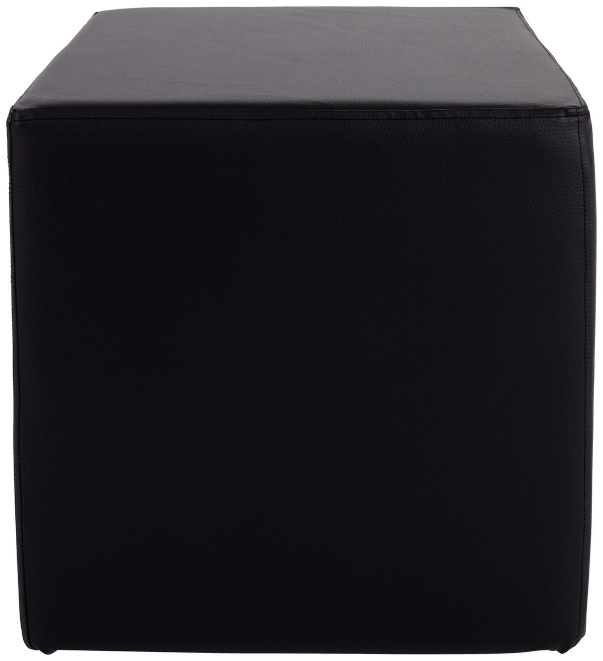 Hocker Betty Lederlook Schwarz H: 45 cm Würfelförmig - Schwarz, Basics, Textil (45/45/45cm) - Ondega