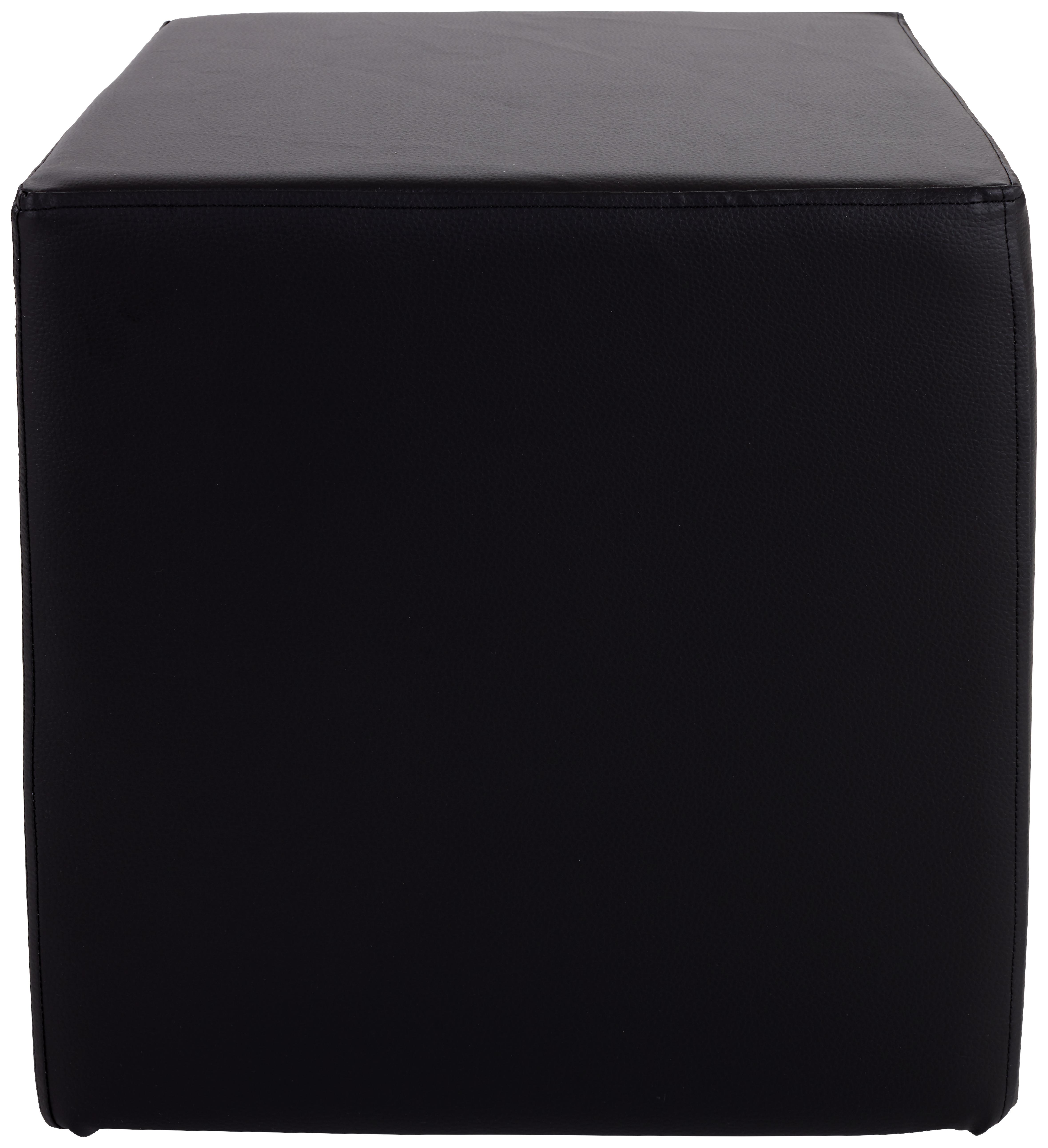 Hocker Betty Lederlook Schwarz H: 45 cm Würfelförmig