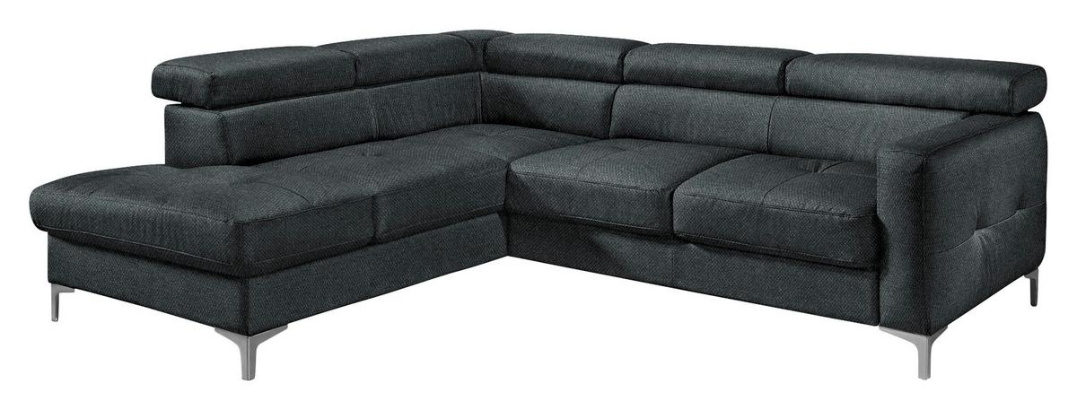 Ecksofa Sammy Schwarz - Chromfarben/Schwarz, Design, Textil (207/242cm) - Livetastic