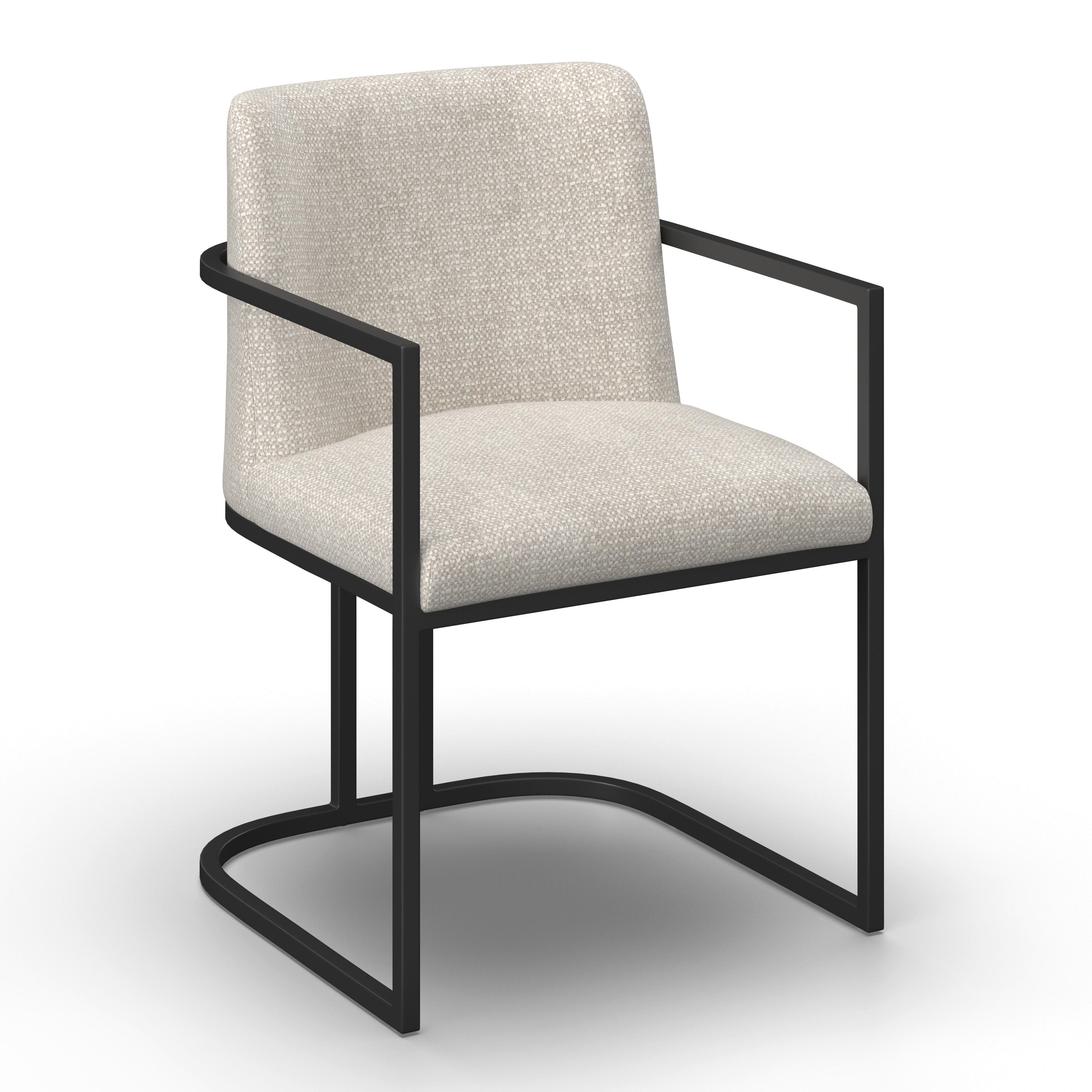 Zidle s područkami AMARA - černá/světle šedá, Moderní, kov/dřevo (55/81,5/60cm) - Bessagi Home