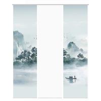 Flächenvorhang Vitnam 3er Set - Graublau/Grün, Design, Textil (60/245cm)