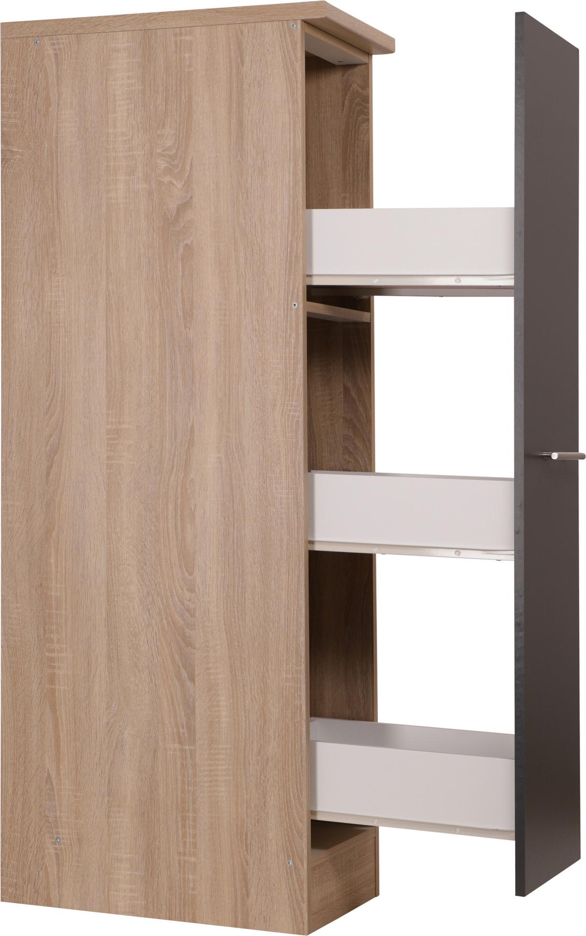 Apothekerschrank Merle Grau, Eiche Dekor B:30cm - Eichefarben/Grau, Basics, Holzwerkstoff (30/144,8/60cm) - Respekta