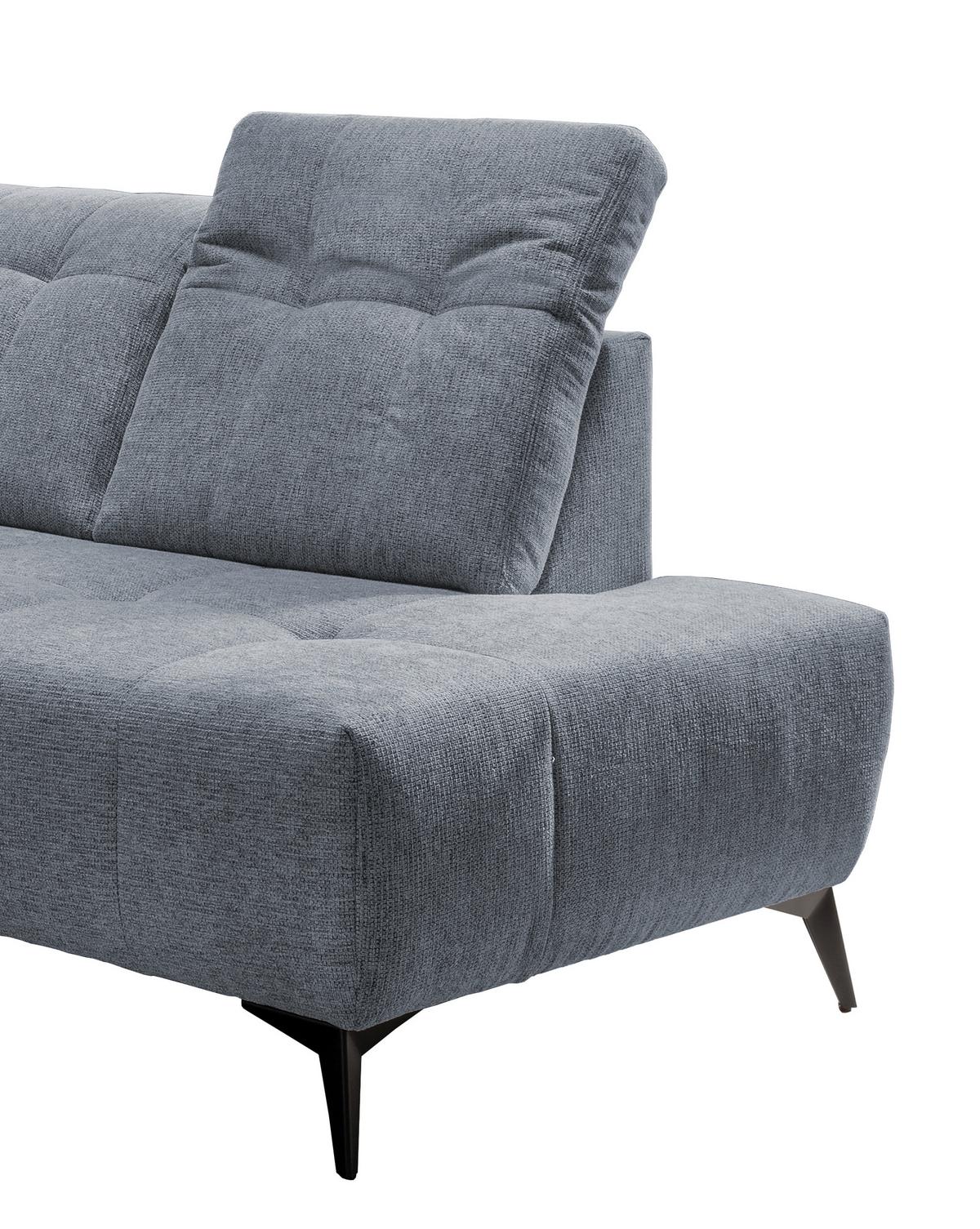 Ecksofa mit USB Anschluss Sano, Hellblau, S: 261x200 cm - Schwarz/Hellblau, MODERN, Textil (261/200cm) - Livetastic