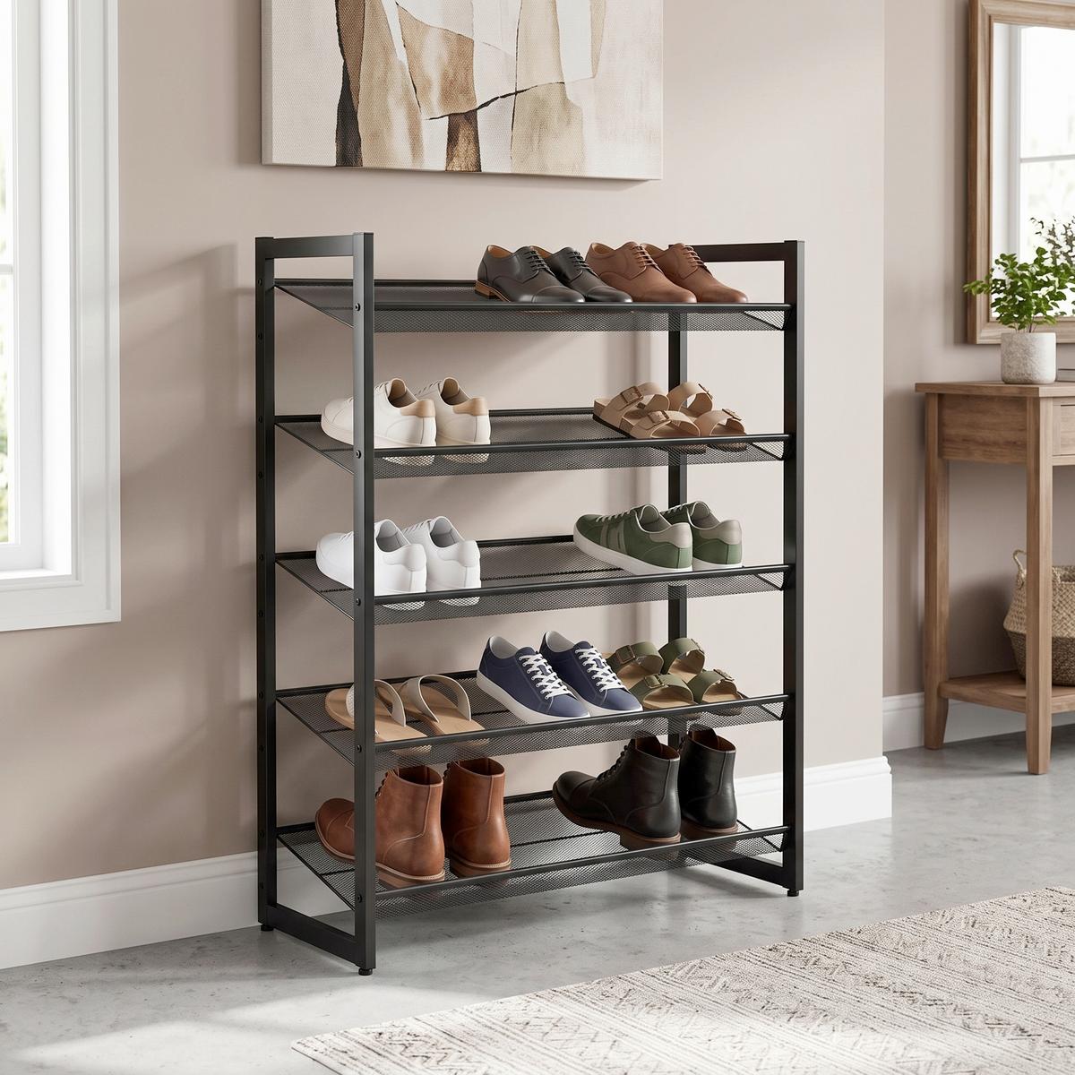 SCHUHREGAL Schwarz B: 74 cm - Schwarz, Basics, Metall (74/104/31cm)