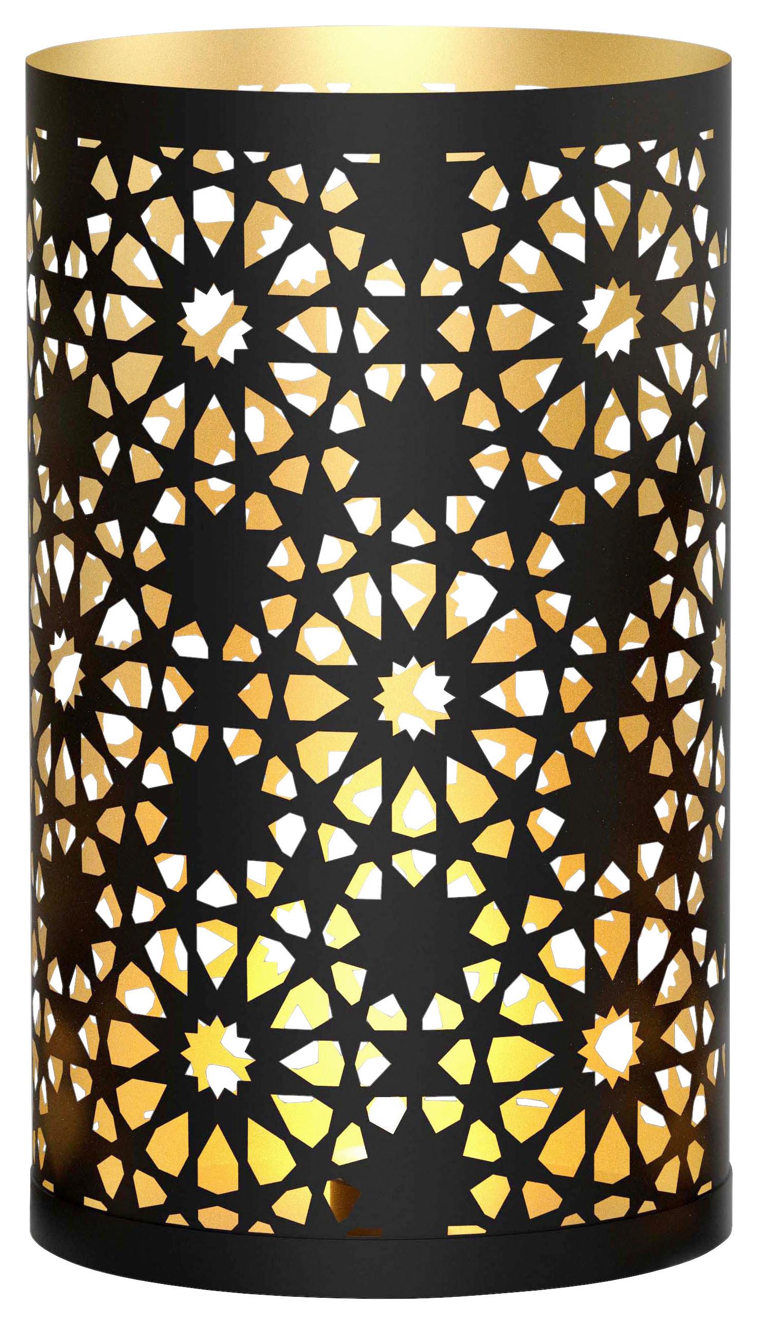 Laterne Denise - Goldfarben/Schwarz, KONVENTIONELL, Metall (12/20cm) - Luca Bessoni