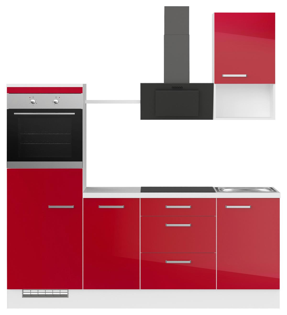 Küchenblock Ip405 Rot/Weiß B: 215 cm - Rot/Weiß, Trend, Holzwerkstoff (215cm) - Impuls