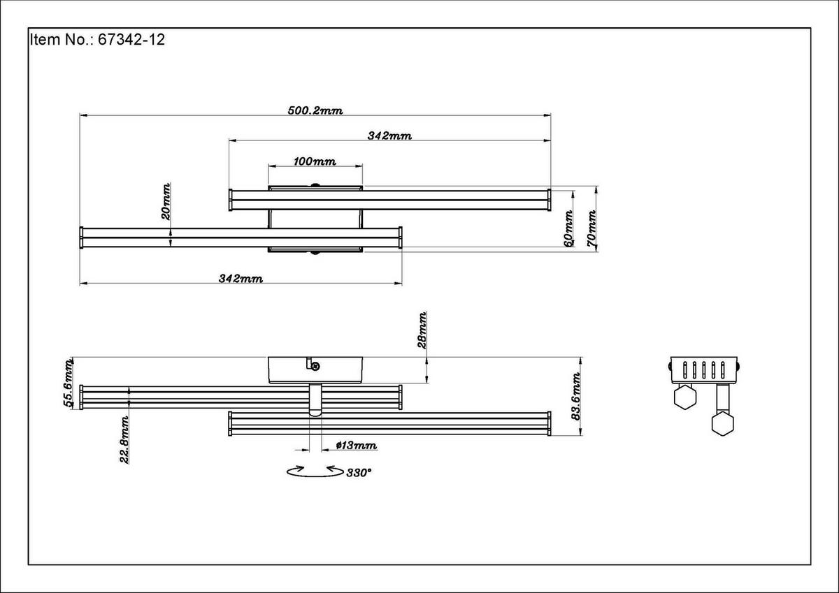 LED-Deckenleuchte 67342-12 Kirina - Schwarz/Weiß, Design, Kunststoff (50/7/8,4cm) - Globo