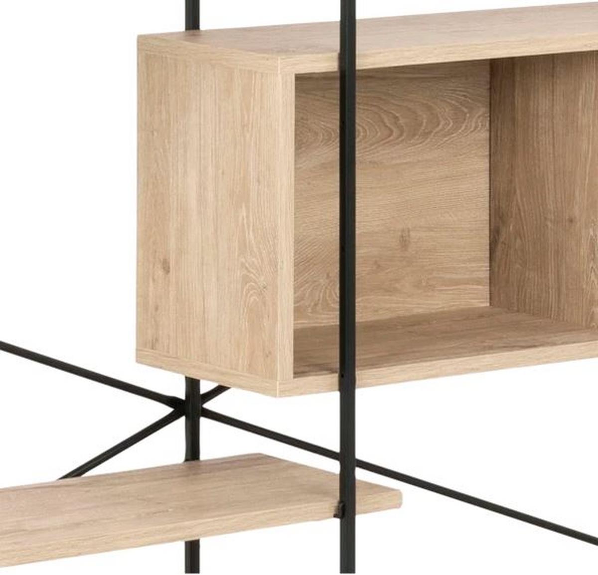 Regal mit Schrankelement Angus B: 172 cm Eiche Dekor - Eichefarben/Schwarz, KONVENTIONELL, Holzwerkstoff/Metall (172/188/27cm) - MID.YOU