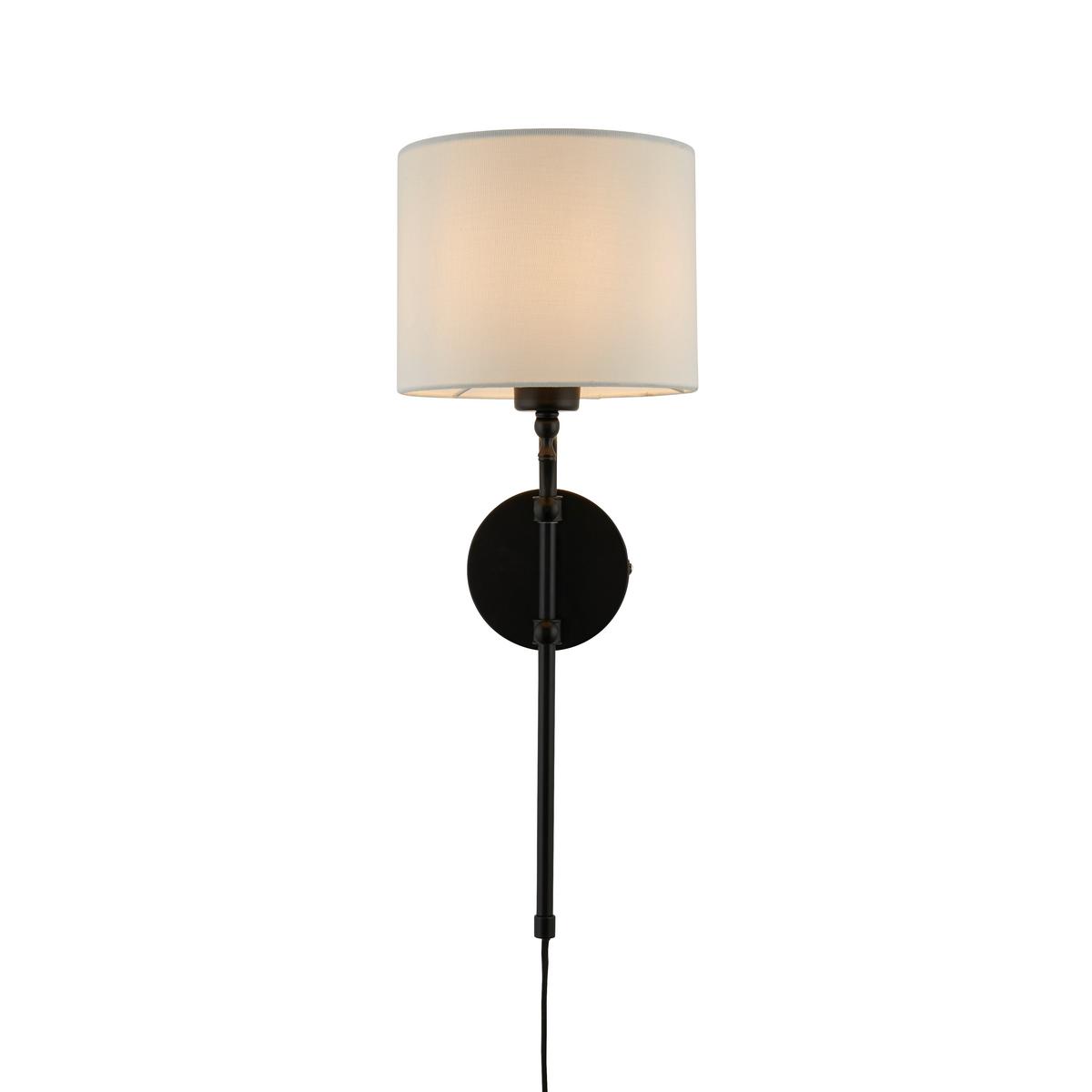 Wandleuchte Munich Eu12081-1bk - Schwarz/Naturfarben, Basics, Metall (20/56cm)