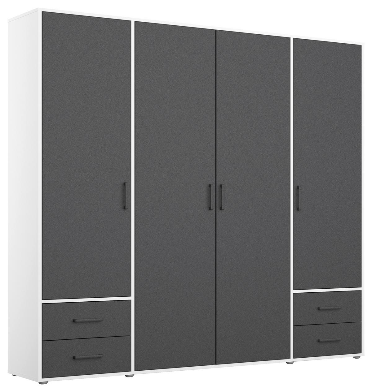 Drehtürenschrank Voyager Weiß,grau B: 187 Cm - Weiß/Grau, MODERN, Holzwerkstoff (187/194/53cm) - Rauch Möbel