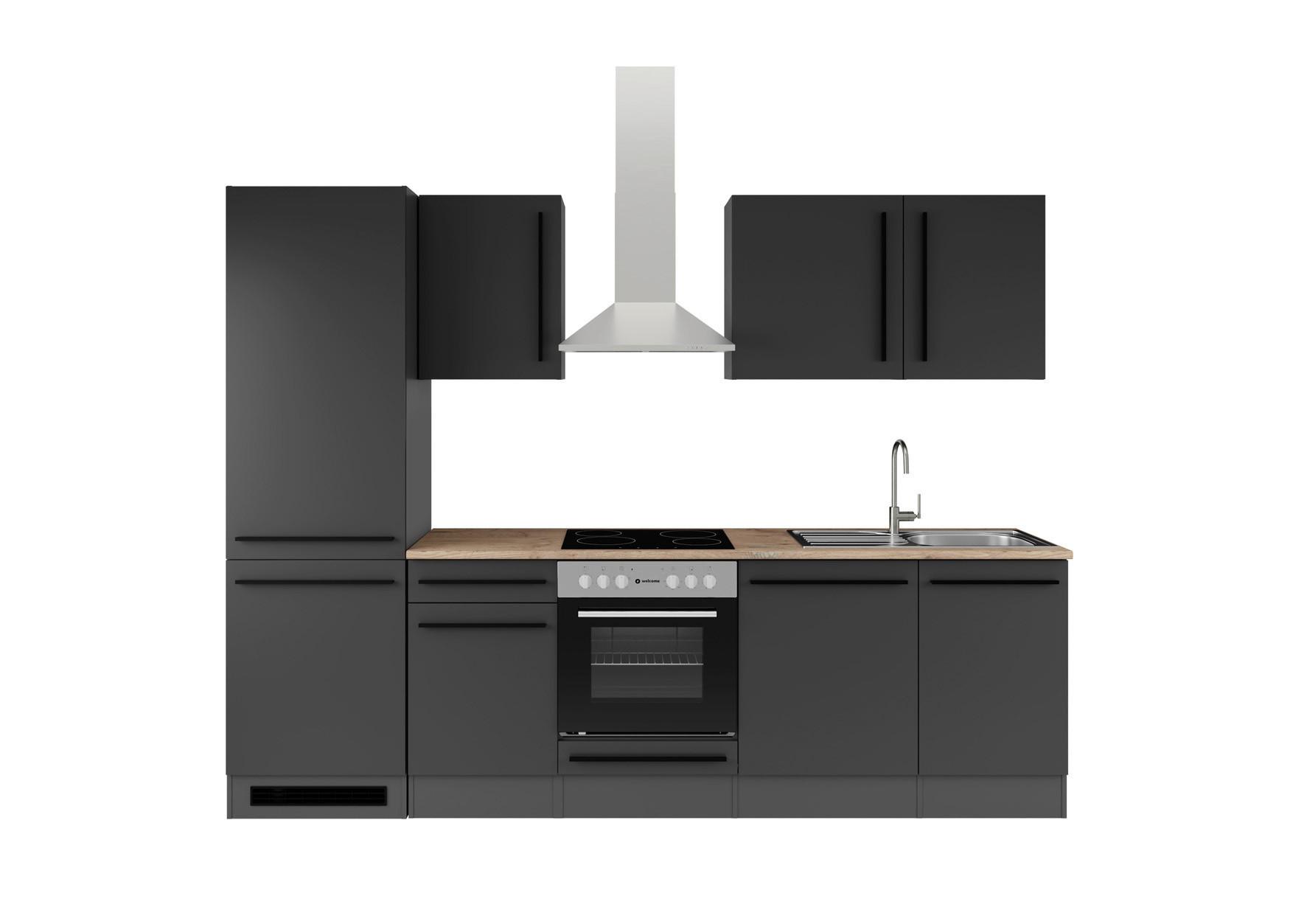 Küchenblock Jazz 8 280 Schwarz B: 280 cm - Eichefarben/Anthrazit, LIFESTYLE, Holzwerkstoff (280cm) - P & B