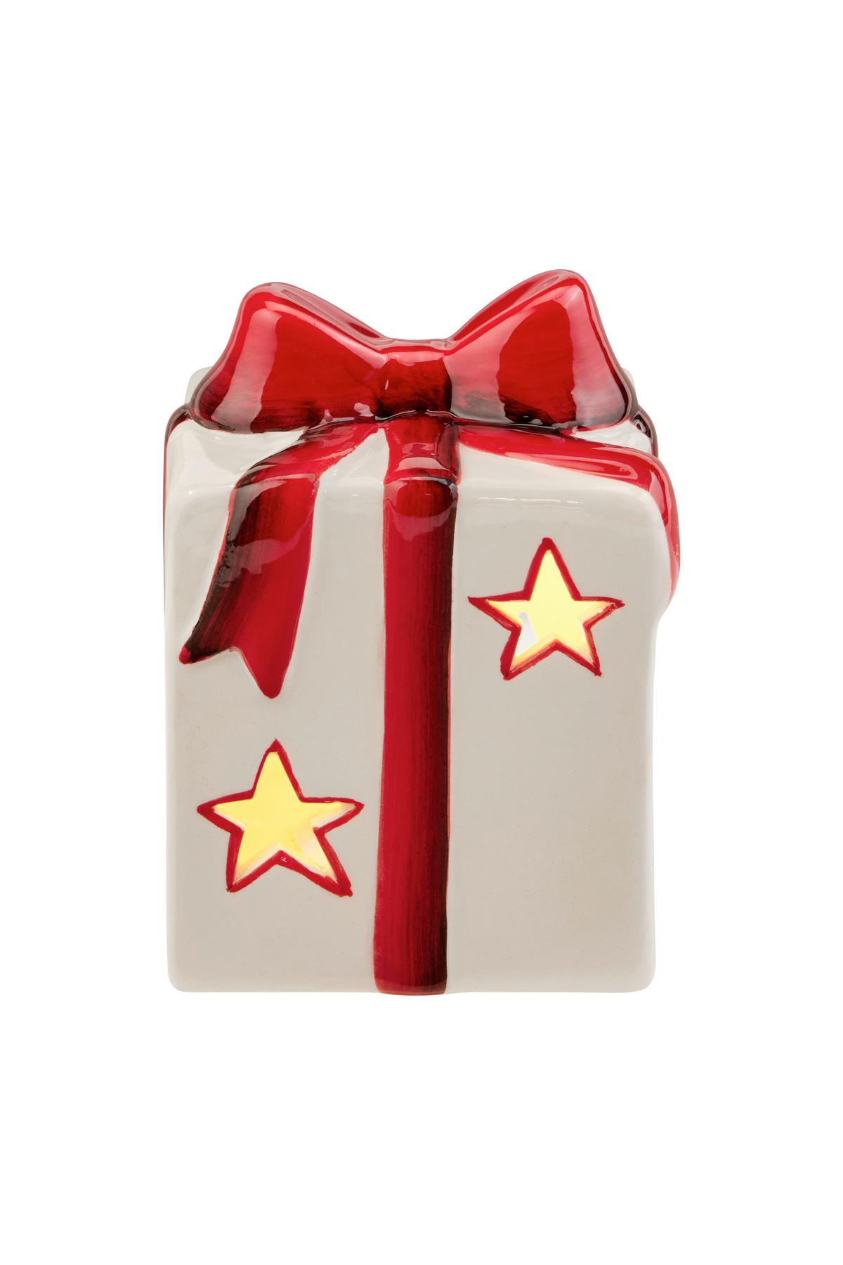 LED-Weihnachtsfigur Timber - Rot/Weiß, KONVENTIONELL, Keramik (6,7/6,5/9,2cm) - Luca Bessoni