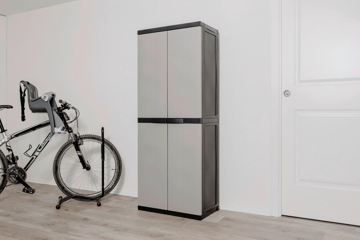 Geräteschrank Groß Hellgrau/Schwarz - Hellgrau/Schwarz, Basics, Kunststoff (65/165/37cm)