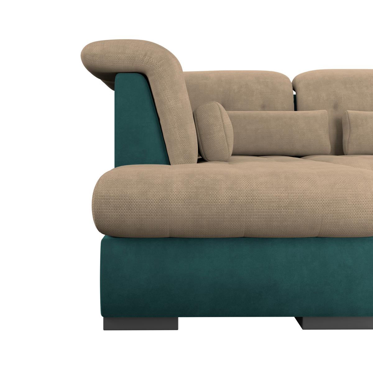 Wohnlandschaft Madera Dunkelbraun U: 212x358x190 cm - Türkis/Dunkelbraun, KONVENTIONELL, Kunststoff/Textil (212/358/190cm)
