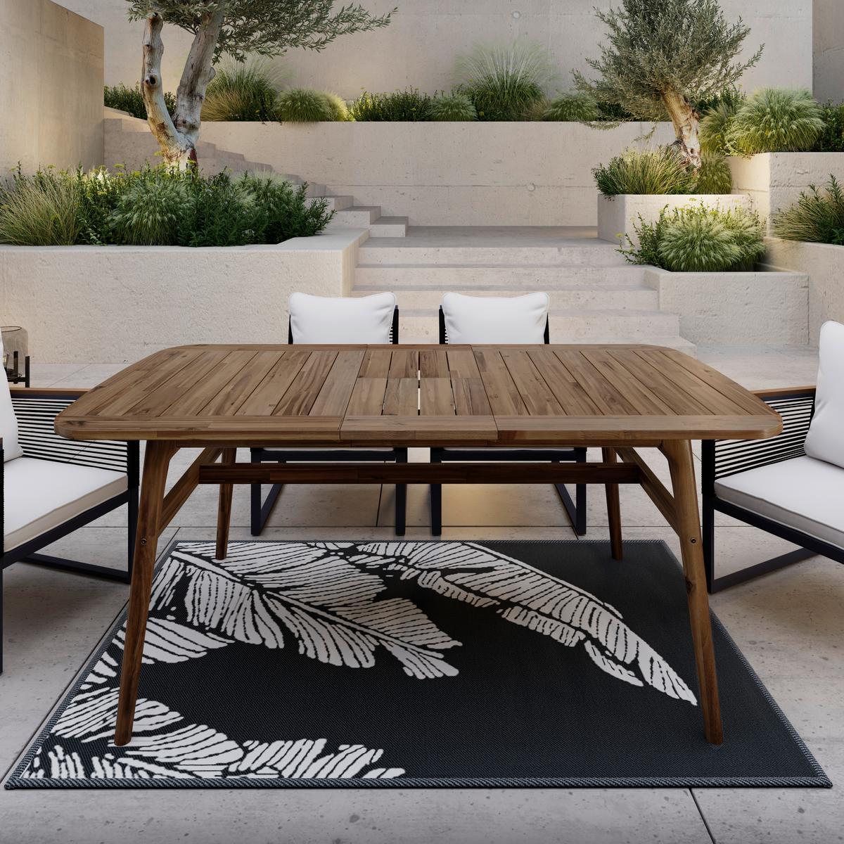 ZAHRADNÍ STŮL NICOLA - barvy vlašských ořechů, Moderní, dřevo (160-200/100/76cm) - Bessagi Garden