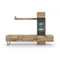 Obývacia stena MESSINA - čierna/farba duba, Design, kov/kompozitné drevo (240/170/45cm) - MID.YOU