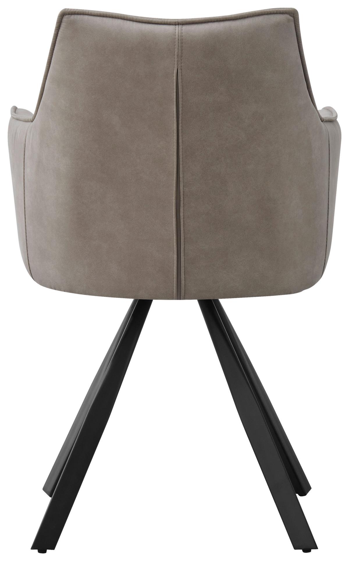 Armlehnstuhl Luna drehbar hellgrau, B: 57cm - Hellgrau/Schwarz, MODERN, Holz/Textil (57/90/62cm)