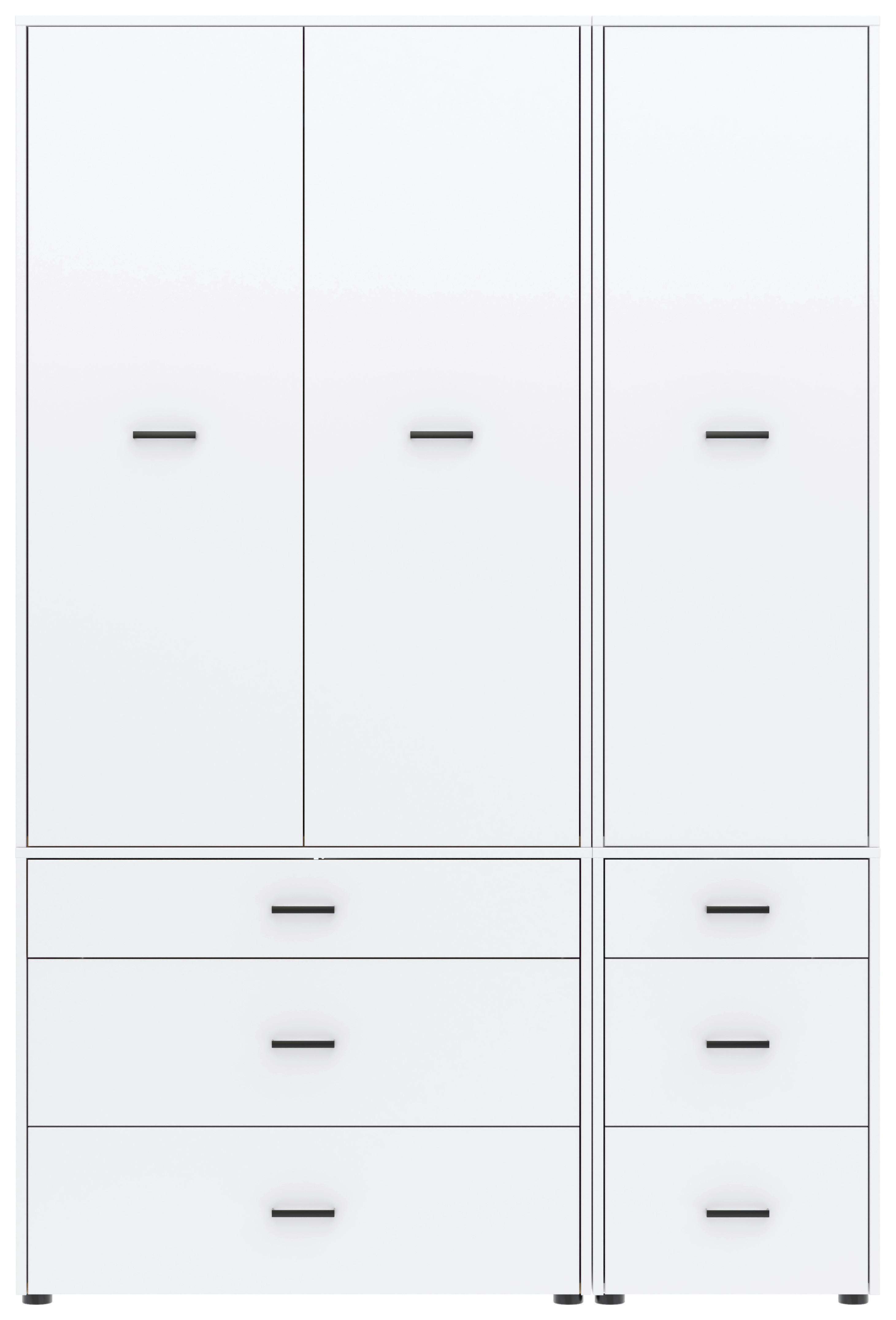 Kleiderschrank Kivo Weiß, B: 135 Cm - Weiß, Basics, Holzwerkstoff (135/239,40/52,1cm)