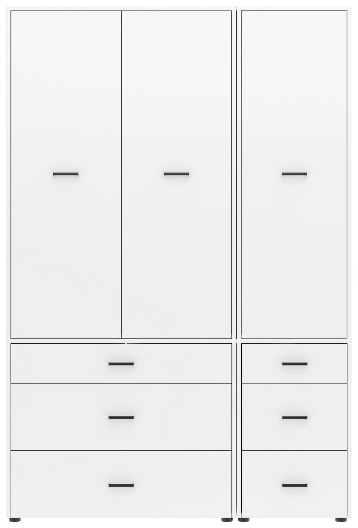 Kleiderschrank Kivo Weiß, B: 135 Cm - Weiß, Basics, Holzwerkstoff (135/239,40/52,1cm)