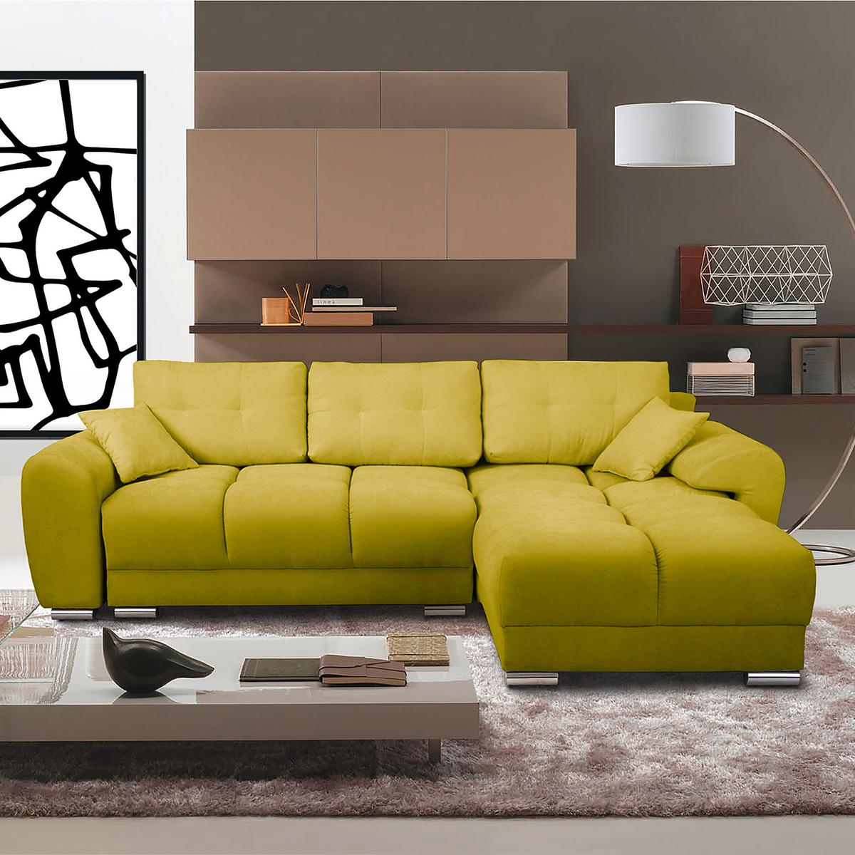 Ecksofa Azzuro Grün S: 256x175 Cm - Silberfarben/Grün, Design, Textil (256/175cm) - Livetastic