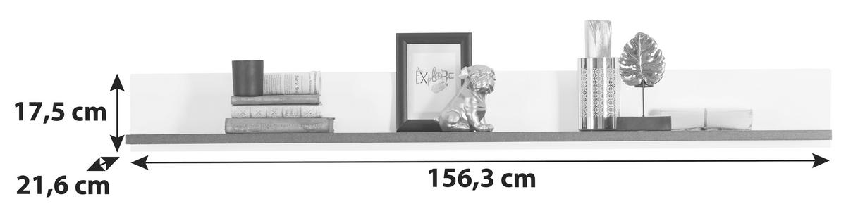 Falipolc Alassio - grafitszürke/fehér, Modern, faalapú anyag (156,3/17,5/21,6cm) - Luca Bessoni