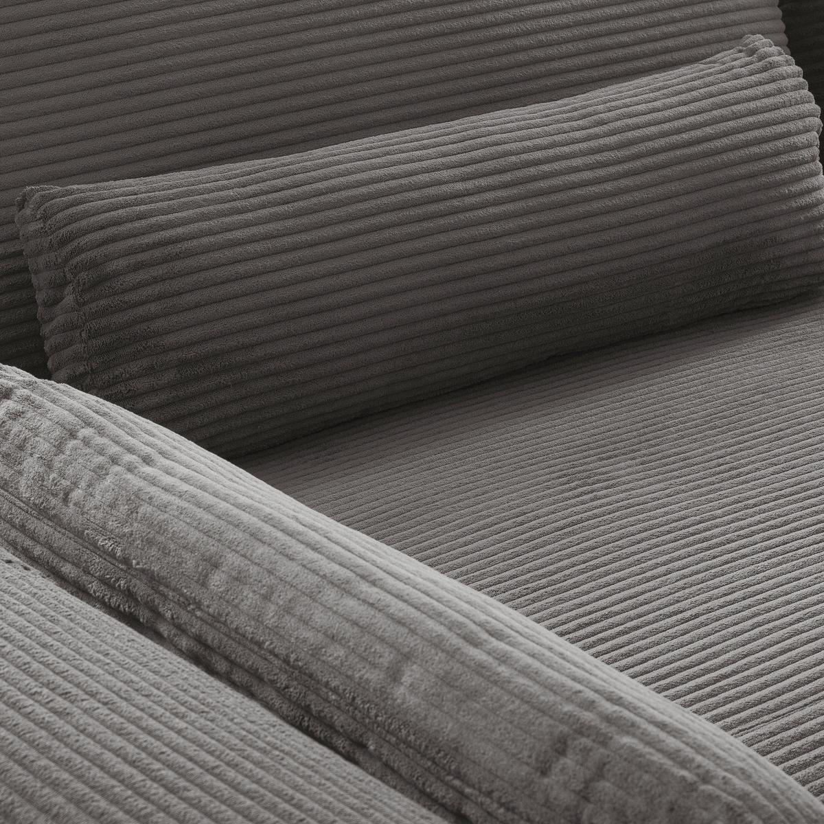 Ecksofa Berlin Cord Grau 172x313 cm - Schwarz/Grau, Design, Textil (172/313cm) - P & B