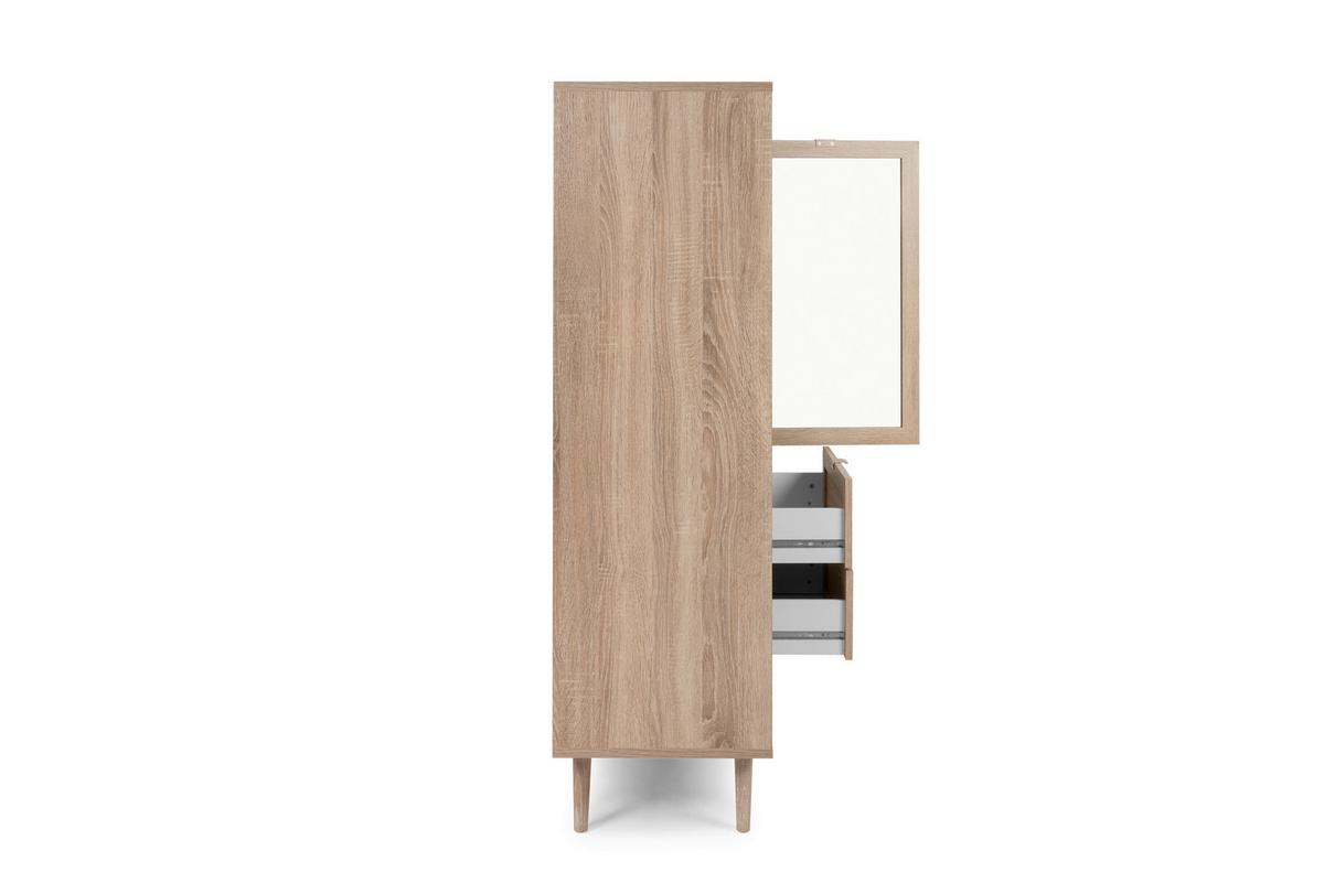 Highboard + Glastür 101,5 Cm Bali, Eiche/geflechtoptik - Sonoma Eiche, Natur, Glas/Holzwerkstoff (101,5/139/40cm) - MID.YOU