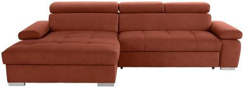 Ecksofa Mit Bettkasten Perry Rostfarben 292x183 Cm - Rostfarben/Silberfarben, Design, Textil (183/292cm) - Livetastic