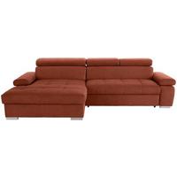 Ecksofa Mit Bettkasten Perry Rostfarben 292x183 Cm - Rostfarben/Silberfarben, Design, Textil (183/292cm) - Livetastic