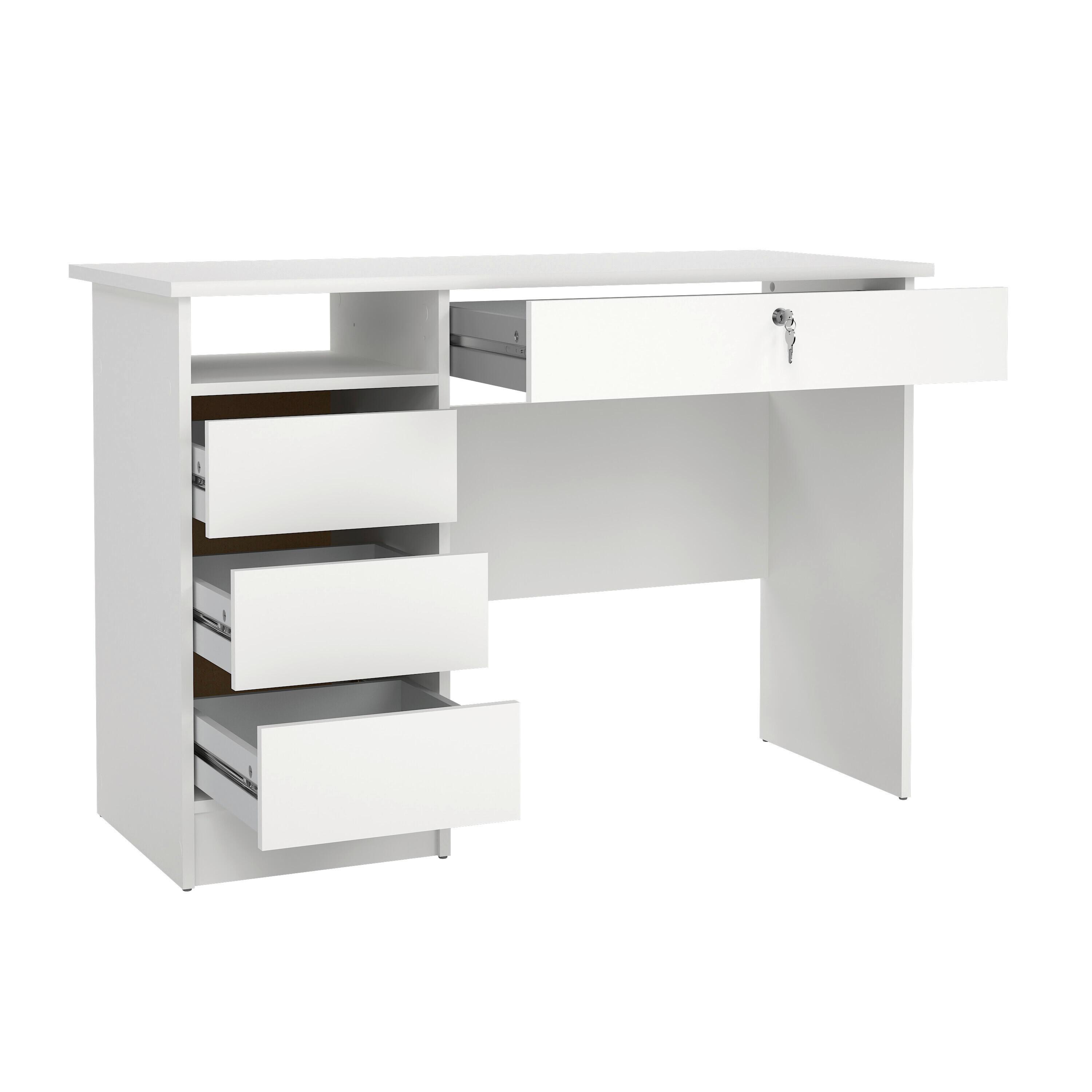 Schreibtisch Function Plus,weiß,l: 109,3 cm - Weiß, MODERN, Holzwerkstoff (109,3/48,5/75,6cm) - MID.YOU