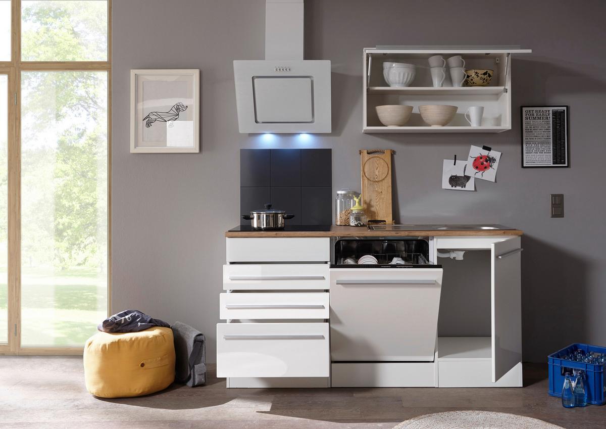 Küchenzeile Premium Mit Geräte B: 290 Cm Weiß/eiche Dekor - Wildeiche/Eichefarben, Basics, Holzwerkstoff (290cm) - Respekta