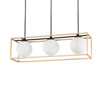 Hängeleuchte Lingotto H: ca. 35/145 cm 3-Flammig - Messingfarben, Design, Glas/Metall (70/34,5/145/18,5cm) - Ideal Lux