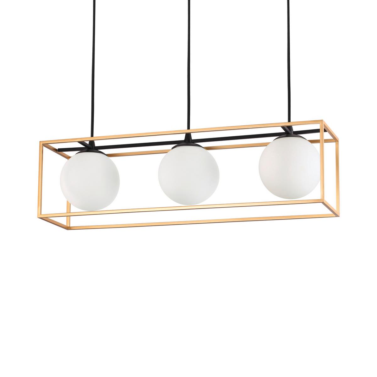 Hängeleuchte Lingotto H: ca. 35/145 cm 3-Flammig - Messingfarben, Design, Glas/Metall (70/34,5/145/18,5cm) - Ideal Lux